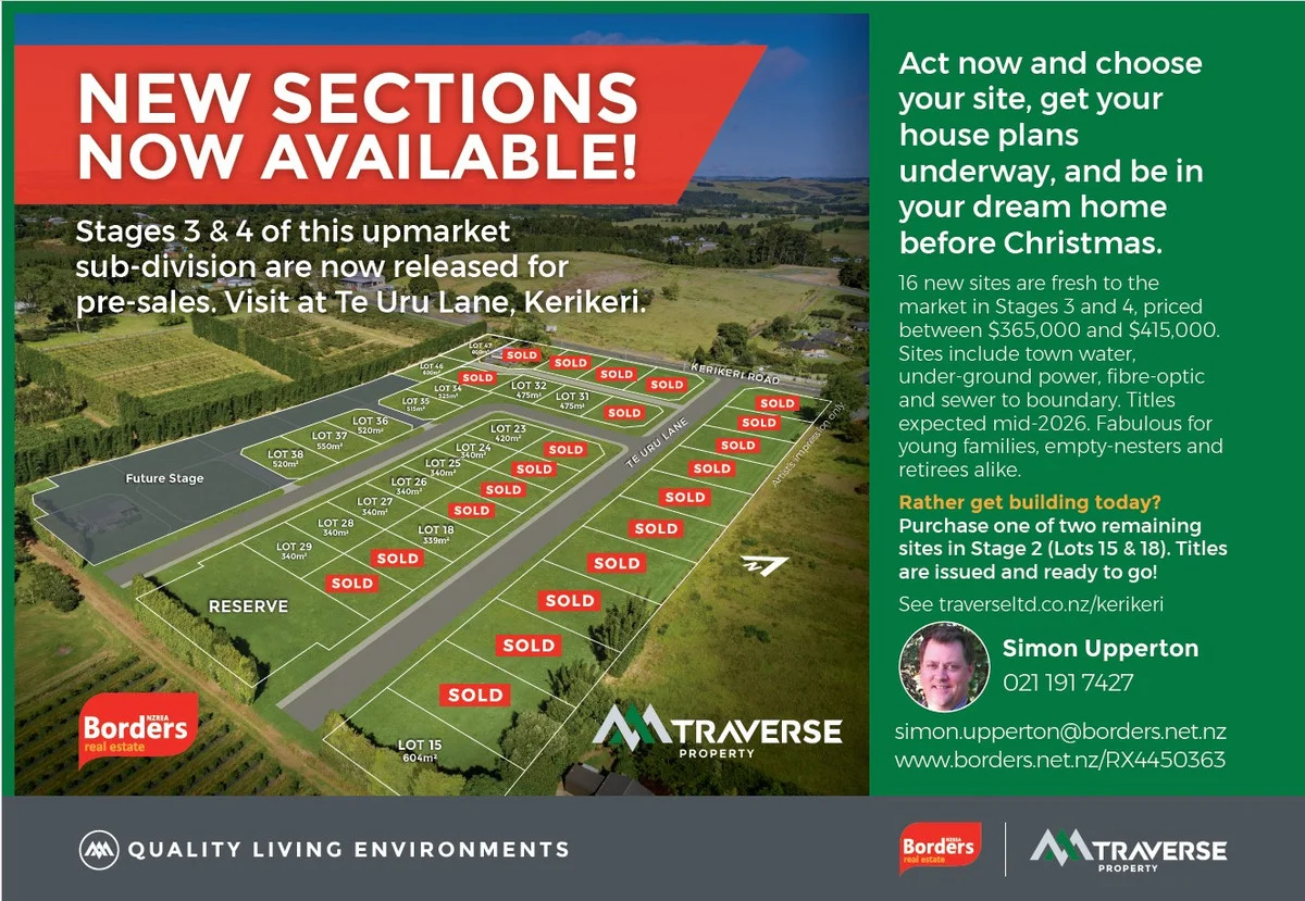 Kerikeri ONLY TWO LOTS LEFT IN STAGE ONE - GET IN QUICK