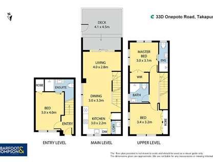 33D Onepoto Road, Takapuna, North Shore City, Auckland, 3部屋, 3バスルーム, Townhouse