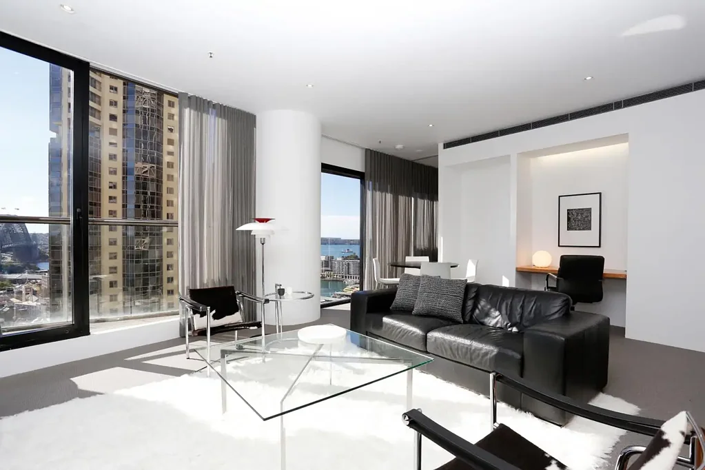 Designer living with Harbour views